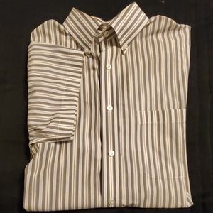 Men Daniel‎ Cremieux Pen Stripe Button Down Size Large Brown/White/Gray
